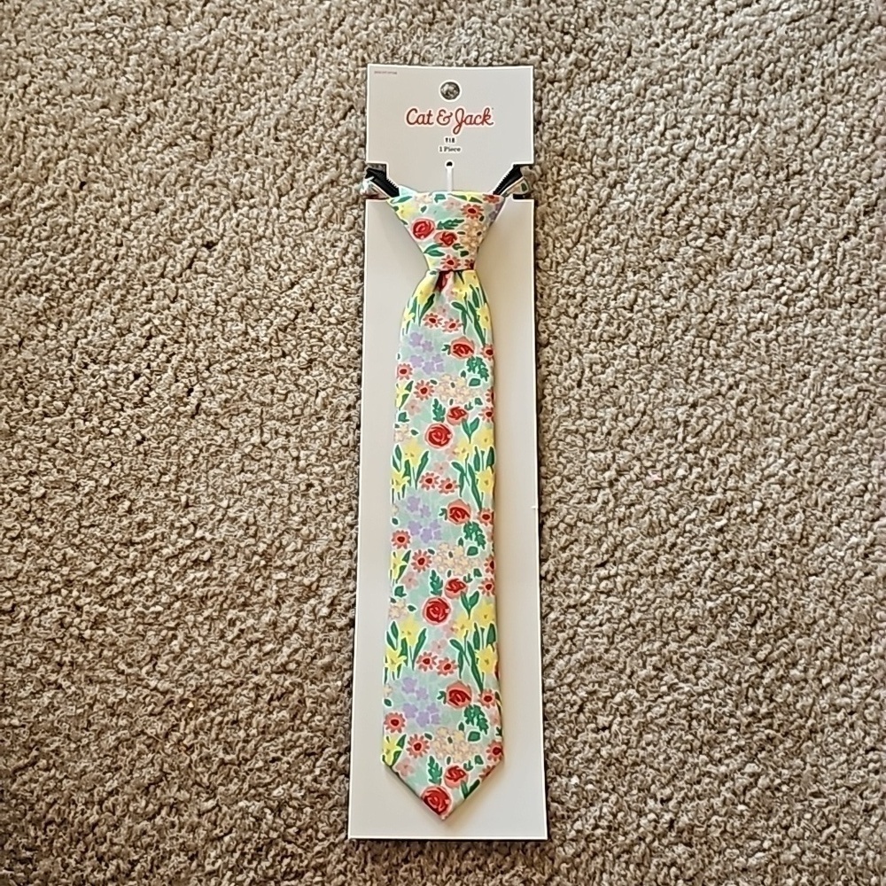 Cat & Jack Boys Floral Zip Necktie Size Small Medium